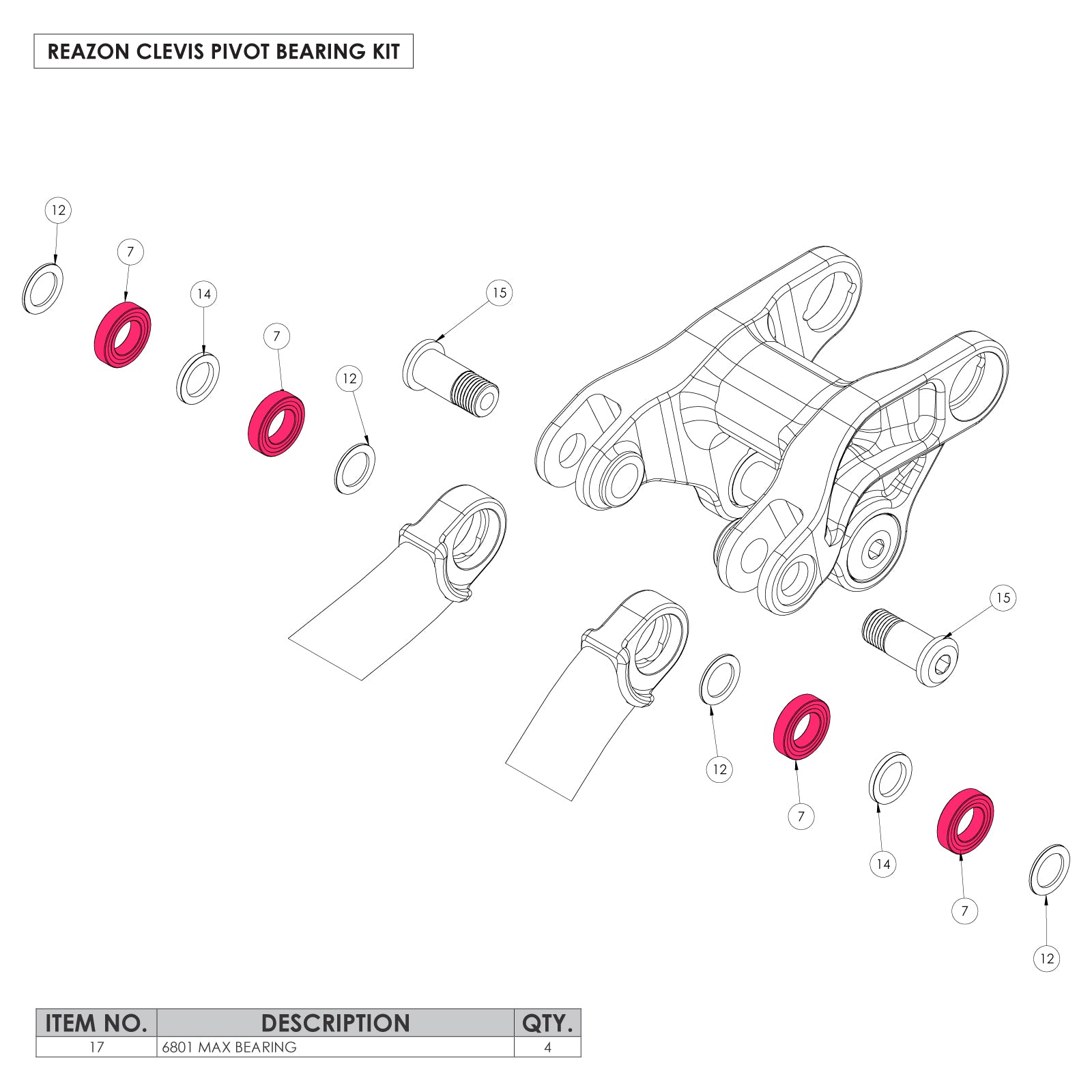 Darco/Lowdown/Reazon Horst/Clevis Pivot Bearing Kit